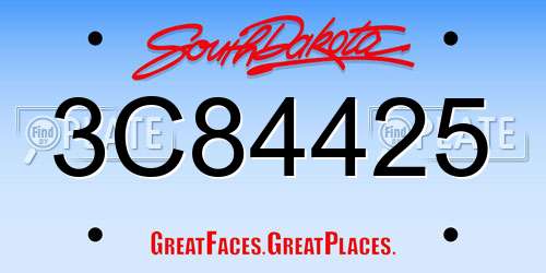 3C84425 South Dakota License Plate