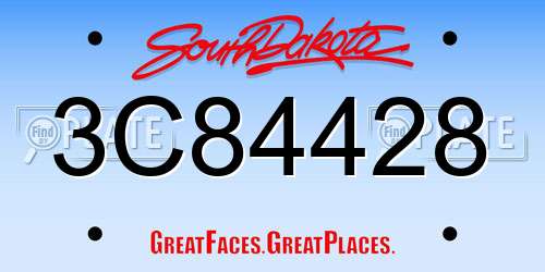 3C84428 South Dakota License Plate
