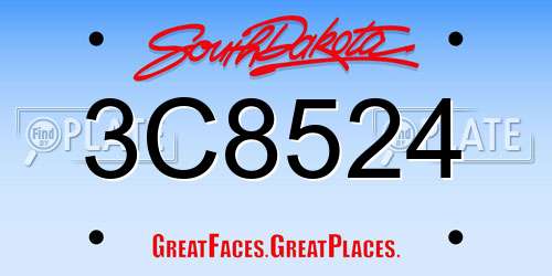 3C8524 South Dakota License Plate