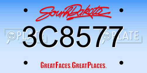 3C8577 South Dakota License Plate