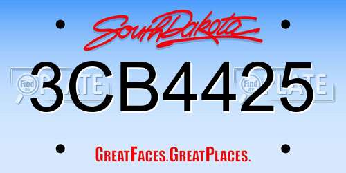 3CB4425 South Dakota License Plate
