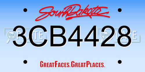 3CB4428 South Dakota License Plate