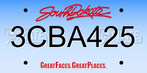 3CBA425 South Dakota License Plate