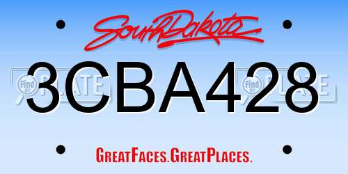 3CBA428 South Dakota License Plate