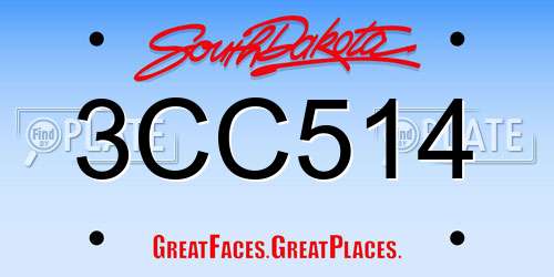 3CC514 South Dakota License Plate