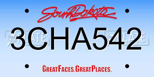 3CHA542 South Dakota License Plate