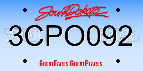 3CPO092 South Dakota License Plate