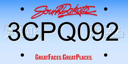 3CPQ092 South Dakota License Plate