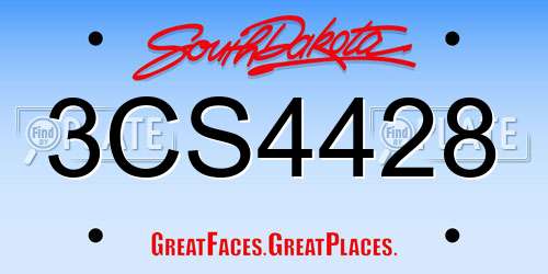 3CS4428 South Dakota License Plate