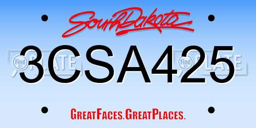 3CSA425 South Dakota License Plate