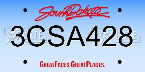 3CSA428 South Dakota License Plate