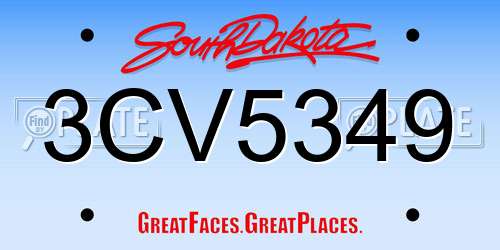 3CV5349 South Dakota License Plate
