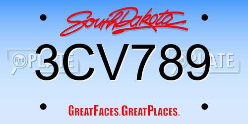3CV789 South Dakota License Plate