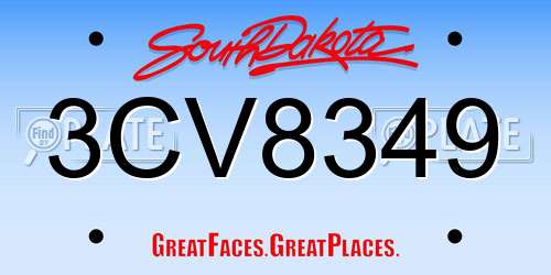 3CV8349 South Dakota License Plate
