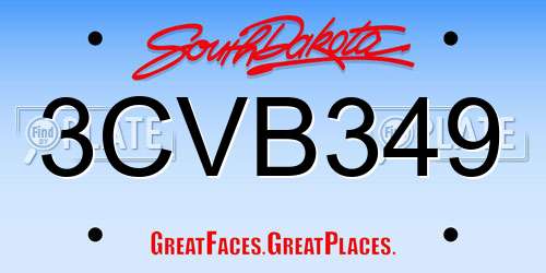 3CVB349 South Dakota License Plate