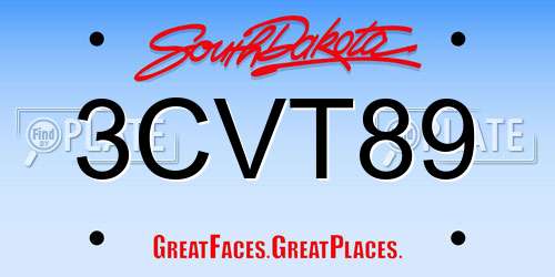3CVT89 South Dakota License Plate