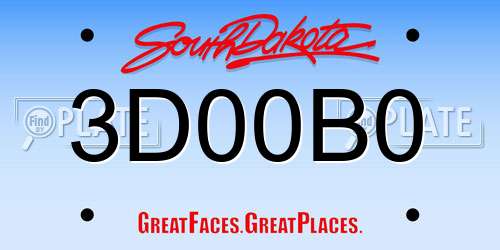 3D00B0 South Dakota License Plate