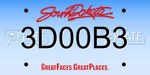 3D00B3 South Dakota License Plate