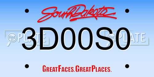 3D00S0 South Dakota License Plate