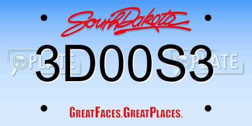 3D00S3 South Dakota License Plate