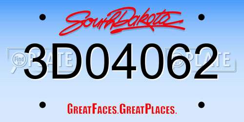 3D04062 South Dakota License Plate