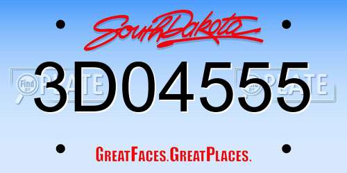 3D04555 South Dakota License Plate