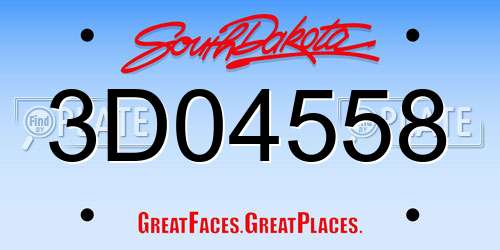 3D04558 South Dakota License Plate