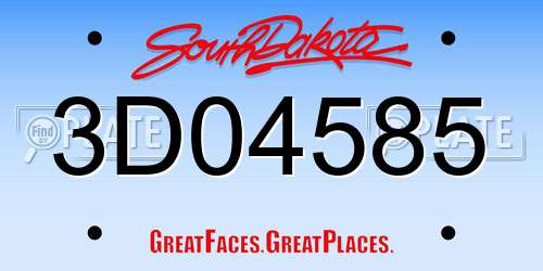 3D04585 South Dakota License Plate
