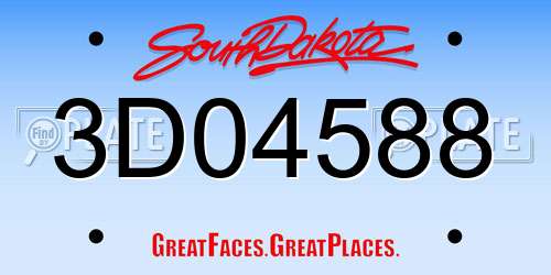 3D04588 South Dakota License Plate