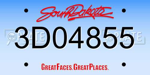 3D04855 South Dakota License Plate