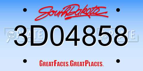 3D04858 South Dakota License Plate