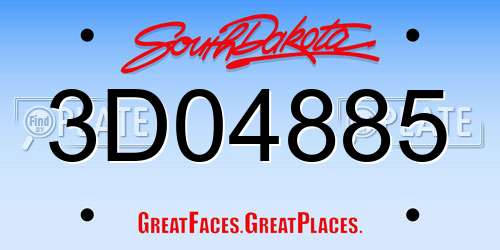 3D04885 South Dakota License Plate