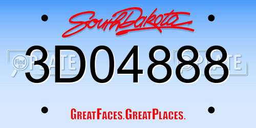 3D04888 South Dakota License Plate