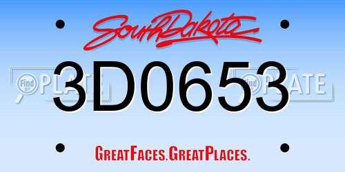 3D0653 South Dakota License Plate