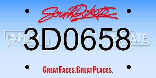 3D0658 South Dakota License Plate