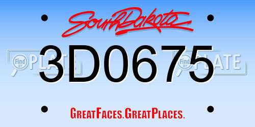 3D0675 South Dakota License Plate