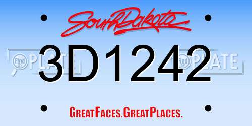 3D1242 South Dakota License Plate