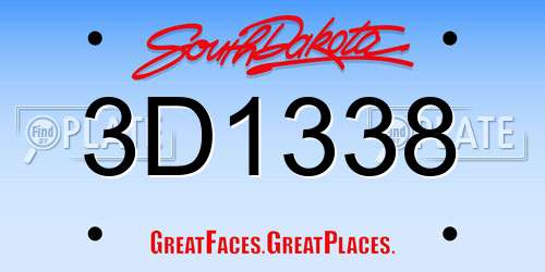 3D1338 South Dakota License Plate