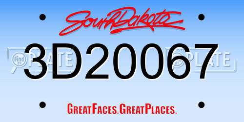 3D20067 South Dakota License Plate