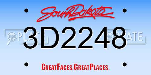 3D2248 South Dakota License Plate
