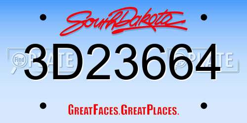 3D23664 South Dakota License Plate