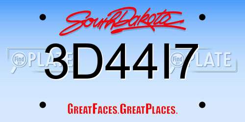 3D44I7 South Dakota License Plate