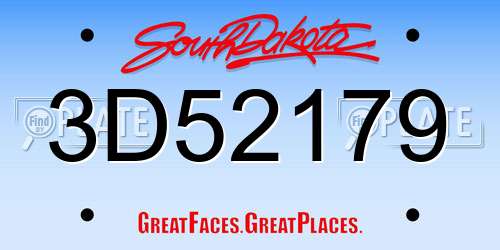 3D52179 South Dakota License Plate