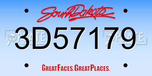 3D57179 South Dakota License Plate