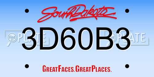 3D60B3 South Dakota License Plate