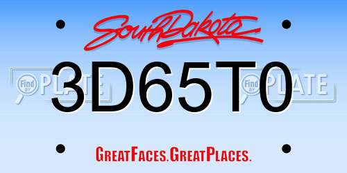 3D65T0 South Dakota License Plate