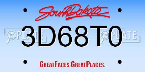 3D68T0 South Dakota License Plate