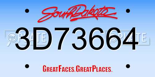 3D73664 South Dakota License Plate