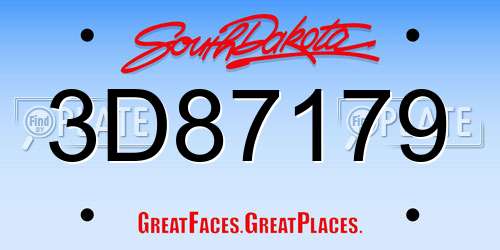 3D87179 South Dakota License Plate