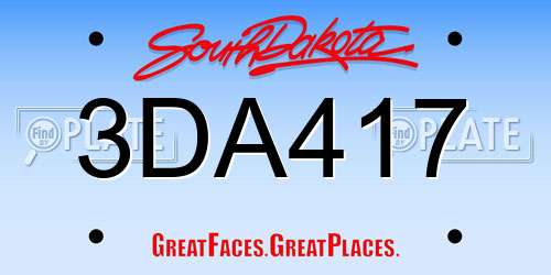 3DA417 South Dakota License Plate